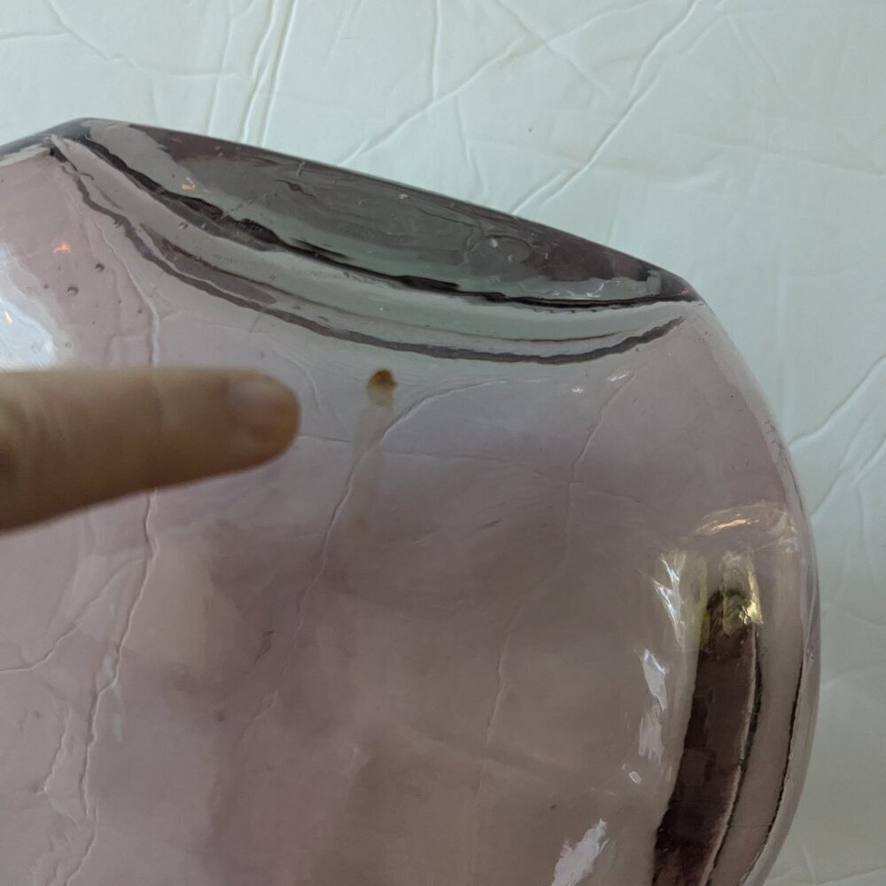 Vintage‎ Hand Blown Glass Bottle Vase Purple Rose Gold Pink Spanish Bottle Boho - Picture 6 of 11